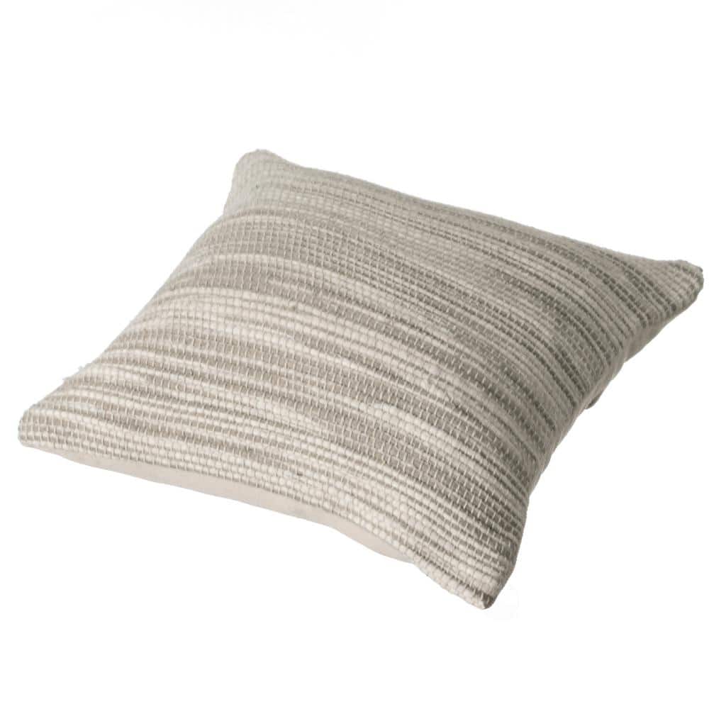 Beige Handwoven Cotton Euro Throw Pillow with Knit Texture