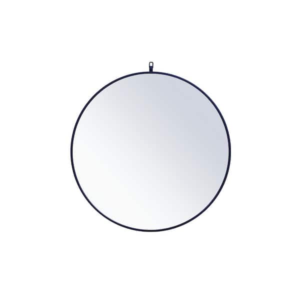 Unbranded Medium Round Blue Modern Mirror (32 in. H x 32 in. W)