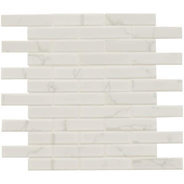 MSI Take Home Sample - Carrara 4 in. x 4 in. x 6mm Matte Mosaic Porcelain Floor and Wall Tile