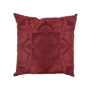 Spice Postage Stamp Red Polyester 18 in. x 18 in. Square Decorative Throw Pillow