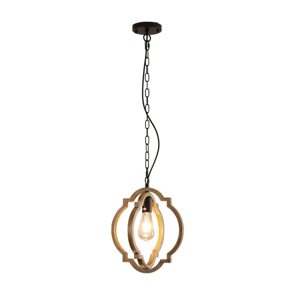 Avex 1-Light Brown Farmhouse Solid Wood Pendant Light, No Bulbs Included price history on PriceWatchPro