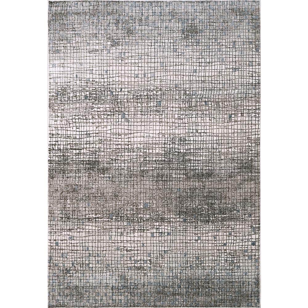 Dynamic Rug 853199 Dynamic Rugs Harlow 3 ft. 11 in. X 5 ft. 3 in. Ivory/Grey/Blue Abstract ...