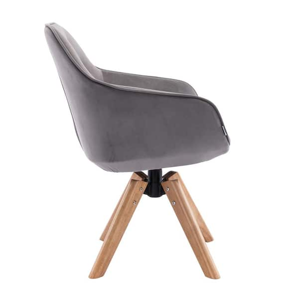 GZMR Gray Upholstered Office Chair Armless with Wood Legs