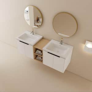 Victoria 60 in. W x 19 in. D x 21 in. H Floating Modern Design Double Sinks Bath Vanity with Top and Cabinet in White