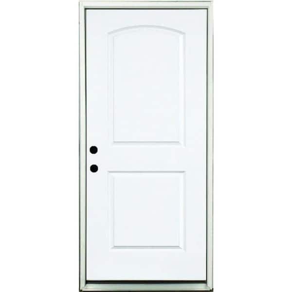 Steves & Sons 32 in. x 80 in. Element Series 2-Panel Round Top Right-Hand Inswing White Primed Steel Prehung Front Door