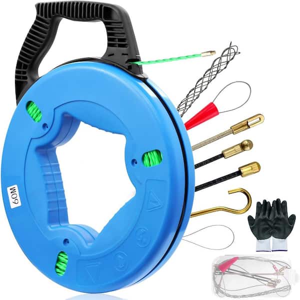 EKIEUDL 196 ft. Fish Tape Wire Puller with 7-Pieces Leader Tip in Blue