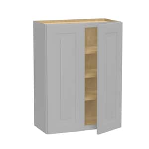 Grayson Pearl Gray Painted Plywood Shaker Assembled 3 Shelf Wall Kitchen Cabinet Soft Close 24 in W x 12 in D x 36 in H