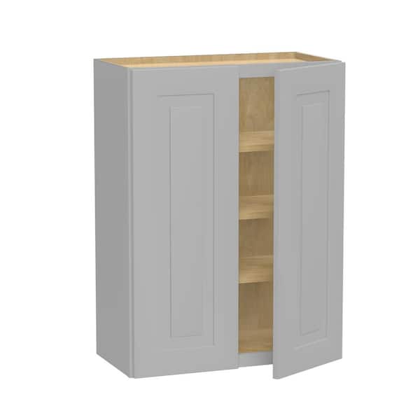 Home Decorators Collection Grayson 24 in. W x 12 in. D x 36 in. H Assembled Plywood Wall Kitchen Cabinet in Pearl Gray with Soft Close