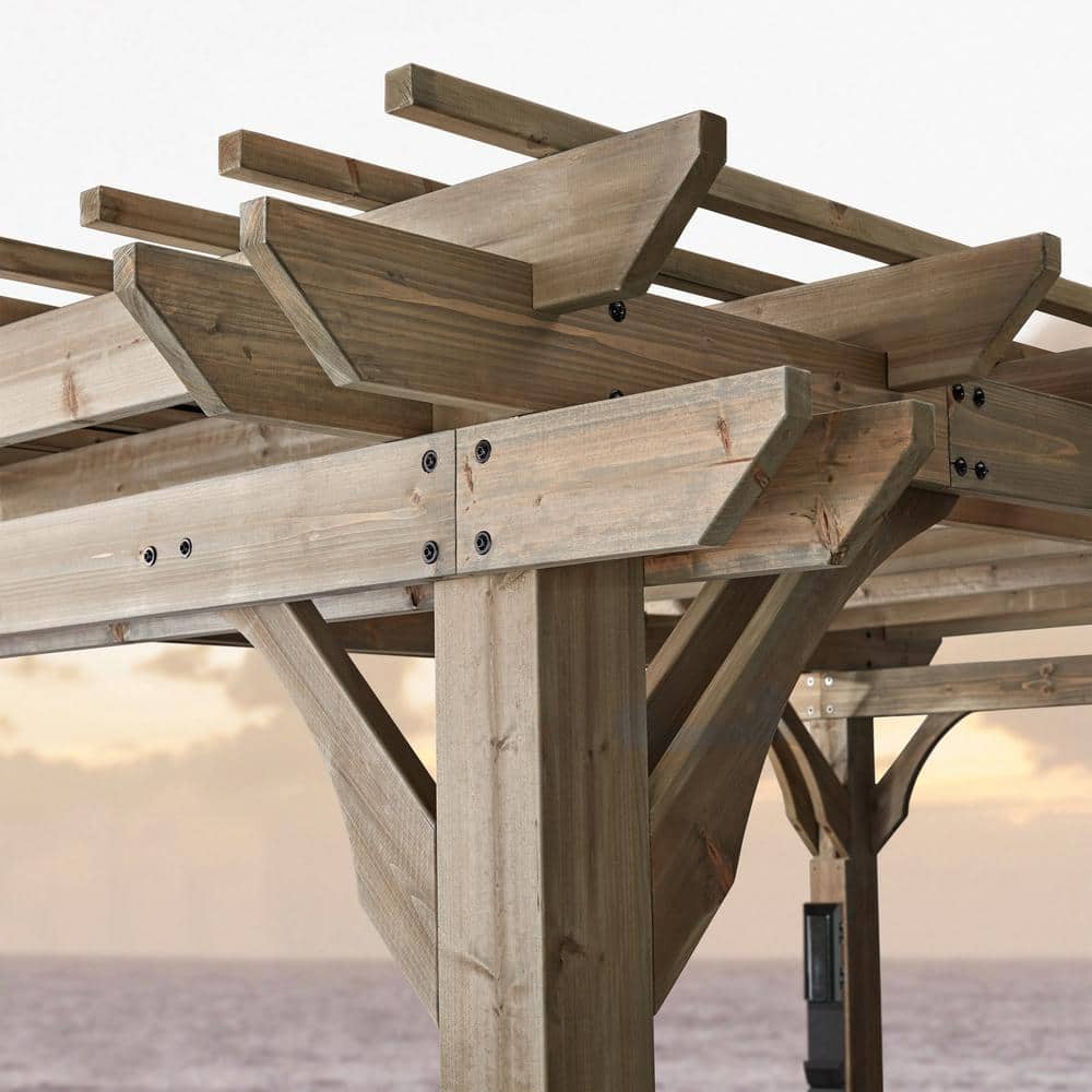 Somerville 14' x 10' Cedar Wood Pergola with Electric Outlets
