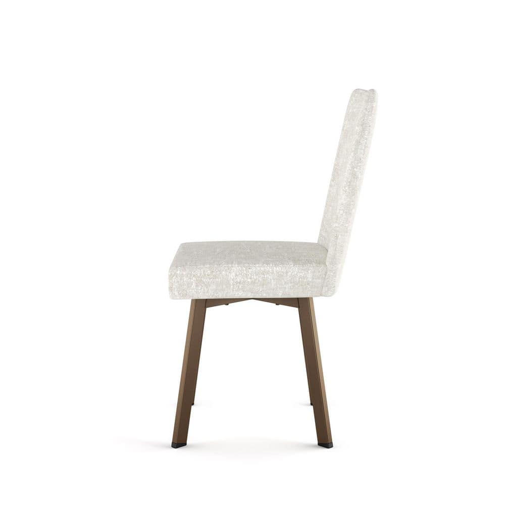 Parsons Sheep White & Cream Chenille Bronze Metal Side Chair