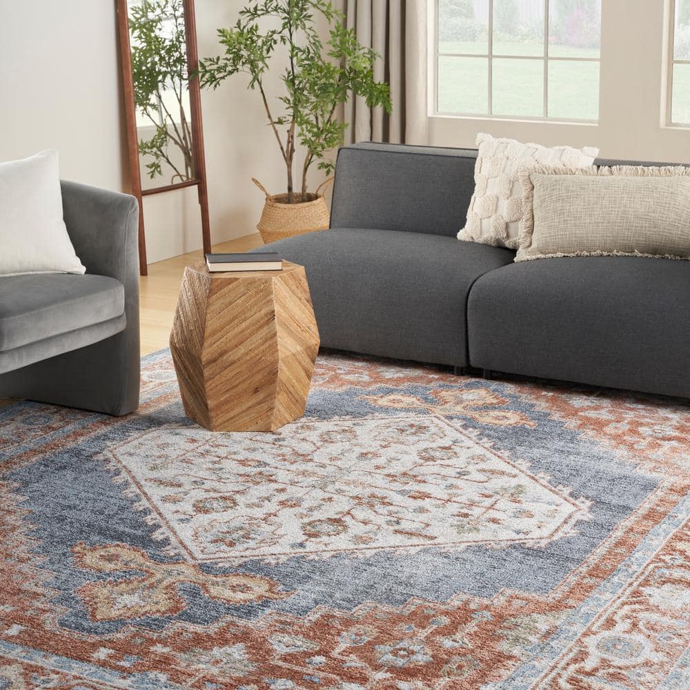 Vintage Persian Denim Multi 5' x 7' Flatweave Washable Area Rug