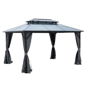 10 ft. x 13 ft. Polycarbonate Double Roof Outdoor Permanent Hardtop ...