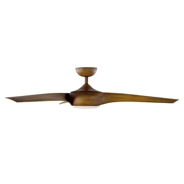 Modern Forms Nirvana 56 in. 3000K Integrated LED Indoor/Outdoor Distressed Koa Smart Ceiling Fan with Light Kit and Remote