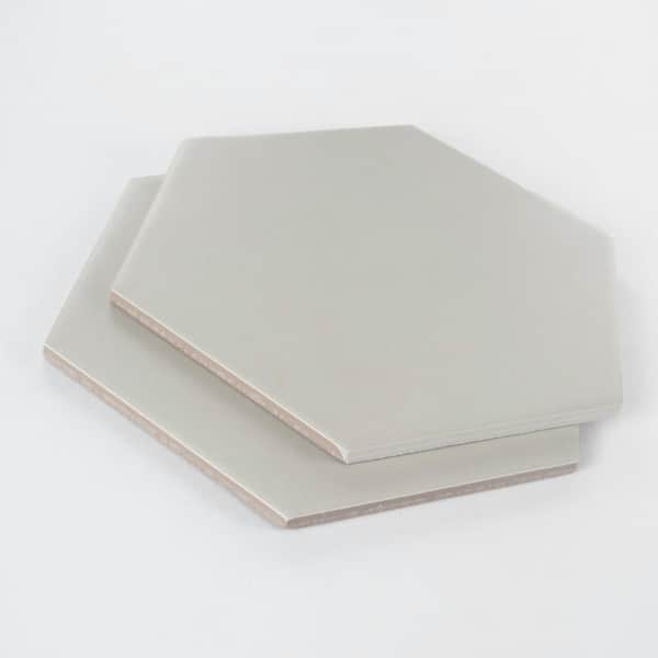 Honeycomb 4.5 in. x 10 in. Hexagon Gray Matte Porcelain Tile Sample