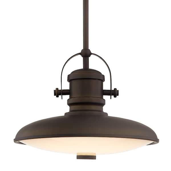 Home Decorators Collection 12 in. 1-Light Integrated LED Aged Bronze Pendant