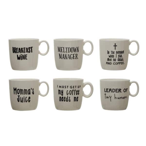 3R studios 12 oz. White Stoneware Mug (Set of 6)