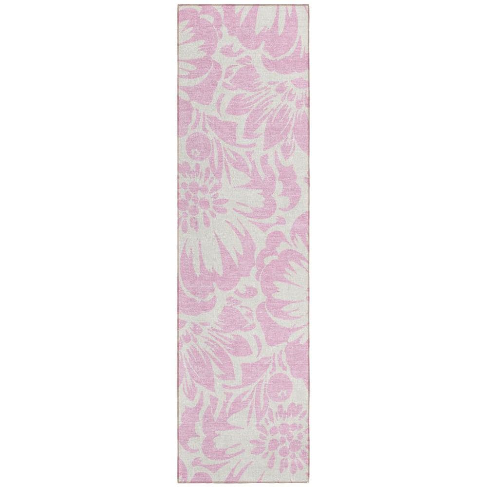 Pink and Ivory 2 ft. x 8 ft. Woven Floral Runner Indoor/Outdoor Area Rug price history on PriceWatchPro