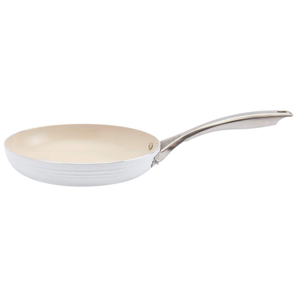 10-Piece White Nonstick Aluminum Cookware Set with Ribbed Design