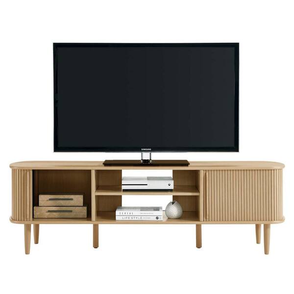 MODWAY Contour 63 in. Wood TV Stand in Oak EEI-6795-OAK - The Home