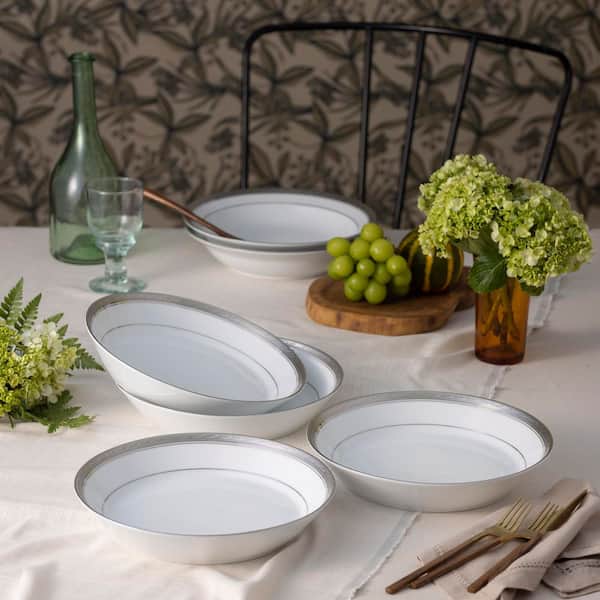 Crestwood Platinum 9.75 in. 43 oz. (Platinum) Porcelain Coupe Dinner Bowls (Set of 4)