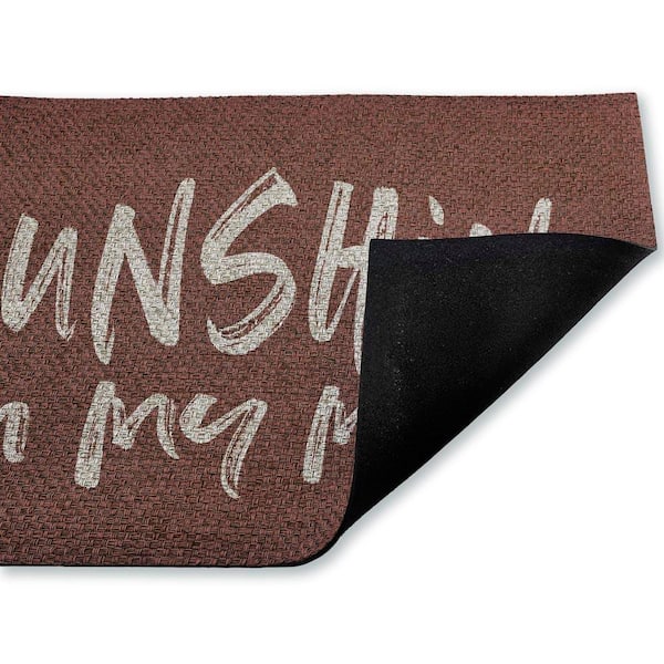 Brown Sunshine On My Mind Brown 18 in. x 30 in. Polyester Non-Slip Outdoor Door Mat