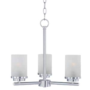 Corona 3-Light Satin Nickel Chandelier with Frosted Shade