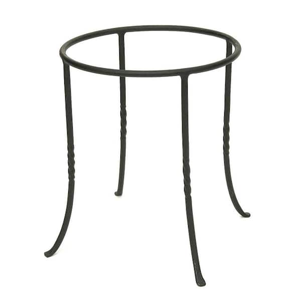 ACHLA DESIGNS 14 in. Tall Black Powder Coat Metal Small Indoor/Outdoor Patio Flowerpot Plant Stand
