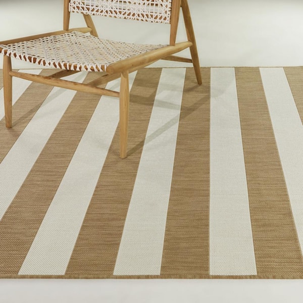 Aleah Tan 8 ft. x 10 ft.  Striped Indoor/Outdoor Area Rug