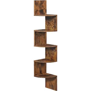 7.9 in. W x 7.9 in. D Rustic Brown Decorative Wall Shelf 5-Tier Floating Corner Bookshelf