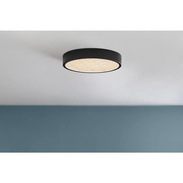 Home Decorators Collection Kempster 12 in. 1-Light Matte Black Integrated LED Flush Mount