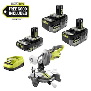 RYOBI ONE+ 18V Kit w/(2) 4.0Ah Batteries, 2.0Ah Battery, Charger + FREE ONE+ Miter Saw only