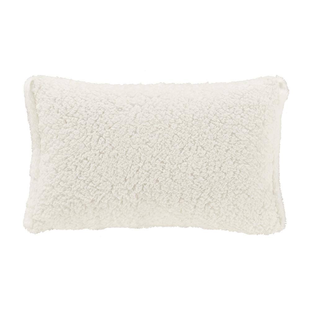 Winter White Rectangular Cable Knit Boudoir Throw Pillow