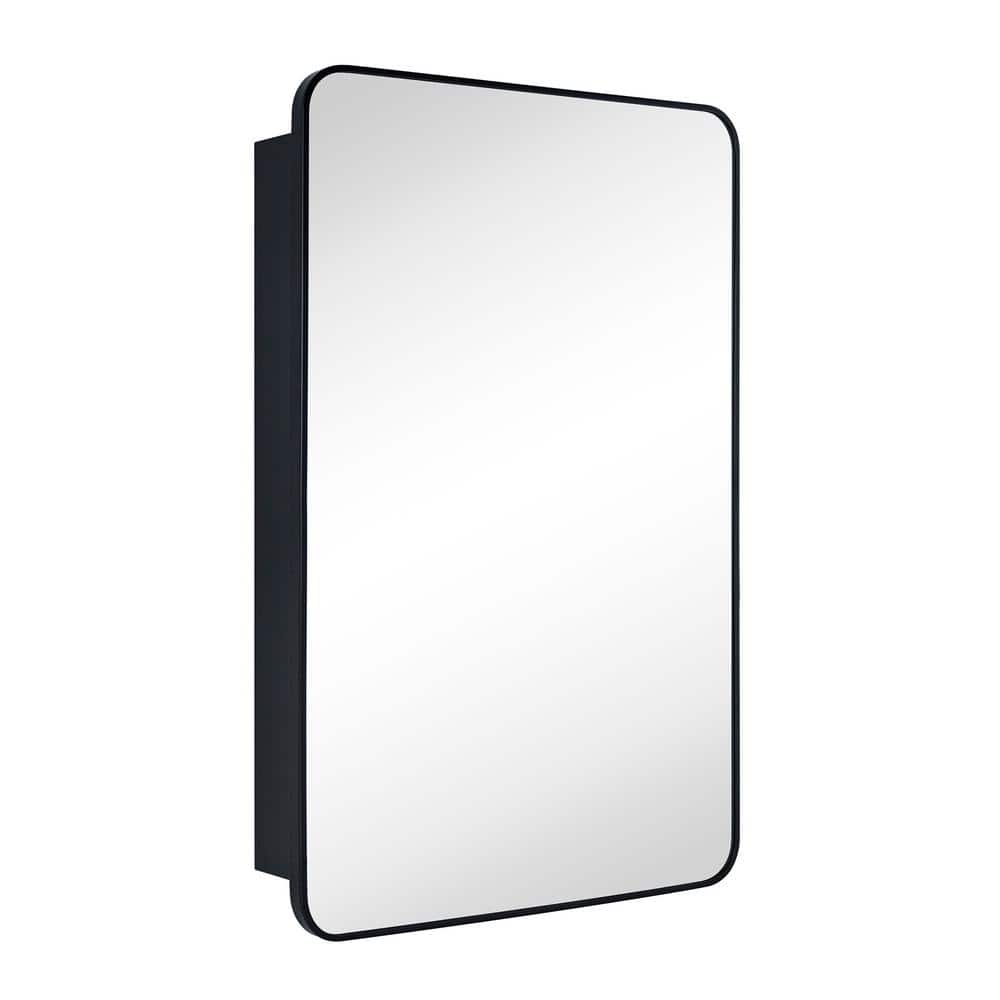 Garnes Black Metal Medicine Cabinet with Mirror, 24'' x 36''