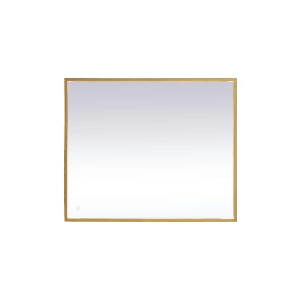 Timeless Home 30 in. W x 36 in. H Aluminum Brass LED Mirror