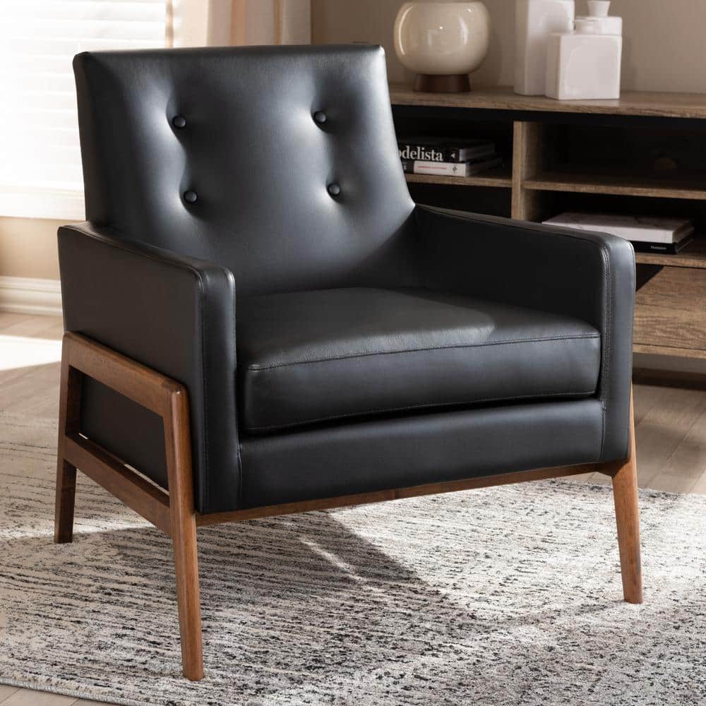 Perris 29 in. Black Faux Leather Arm Chair price history on PriceWatchPro