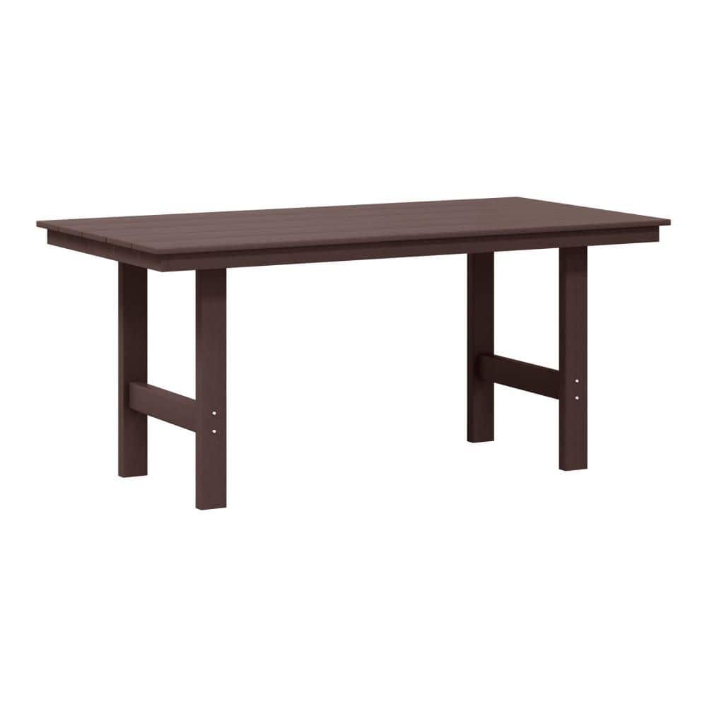 "Shoreside Plastic All-Weather 66"" x 34"" Rectangular Outdoor Patio Dining Table, Dark Brown" price history on PriceWatchPro