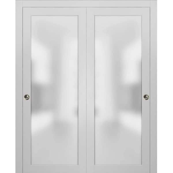 Sartodoors 48 in. x 80 in. 1-Panel White Finished Solid Wood Sliding Door with Closet Bypass Hardware