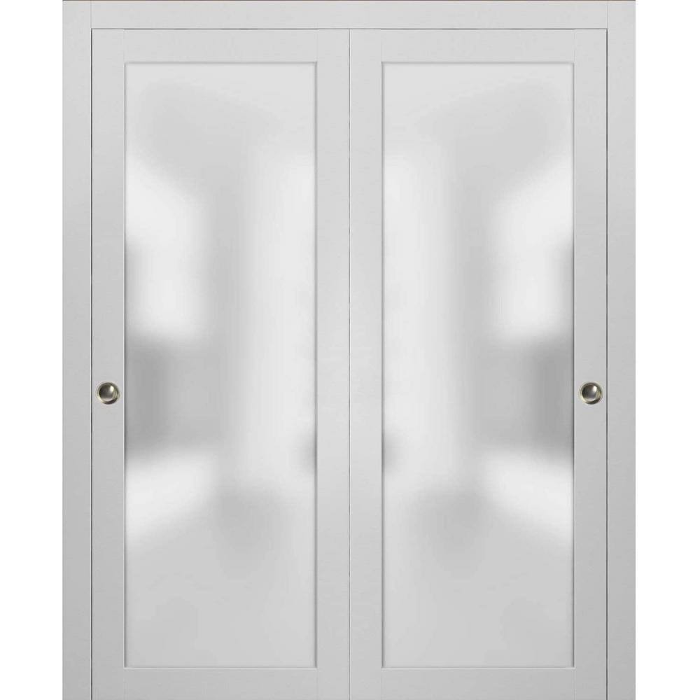 Assembly Required 48 in. x 84 in. 1-Panel White Finished Solid Wood Sliding Door with Closet Bypass Hardware price history on PriceWatchPro