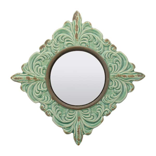 Stonebriar Collection Small Square Turquoise French Provincial Mirror (11 in. H x 11 in. W)