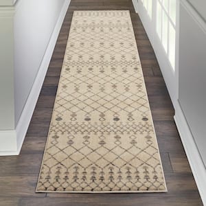 Royal Morroccan Beige/Grey 2 ft. x 8 ft. Moroccan Contemporary Kitchen Runner Area Rug