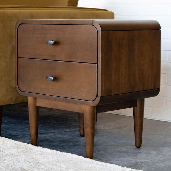 Ashcroft Furniture Co Stafford Solid Wood 2-drawer NightStand in Brown