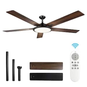Modern 52 in. Indoor/Outdoor Black Dimmable Ceiling Fan with 5 Dual Finish Blades and Remote