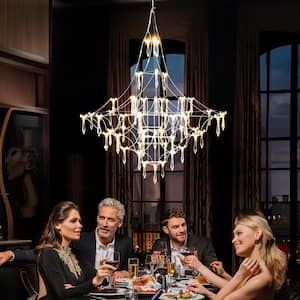 Luxury 66-light Silver Individual Art Postmodern Crystal Chandelier for Living Room Hallway