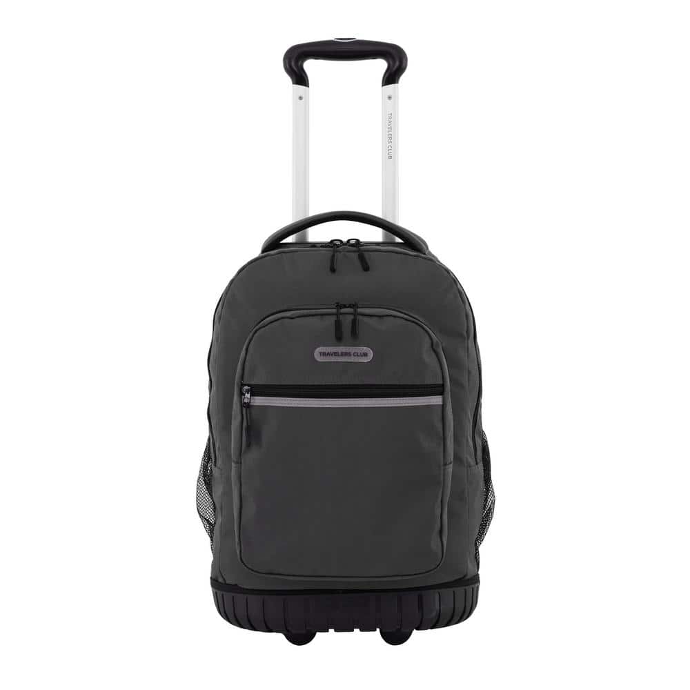 Travelers Club 20 in. Gray 2-Section Rolling Backpack with Solid Bottom ...