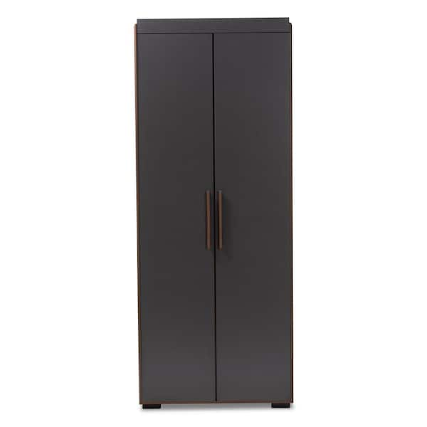 Baxton Studio Rikke 20 in. D x 32 in. W x 81 in. H Gray Wooden Freestanding Particle Board 7-Shelves Closet System