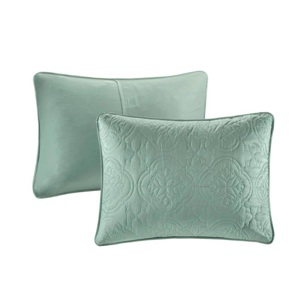 Seafoam King Reversible Microfiber Bedspread Set