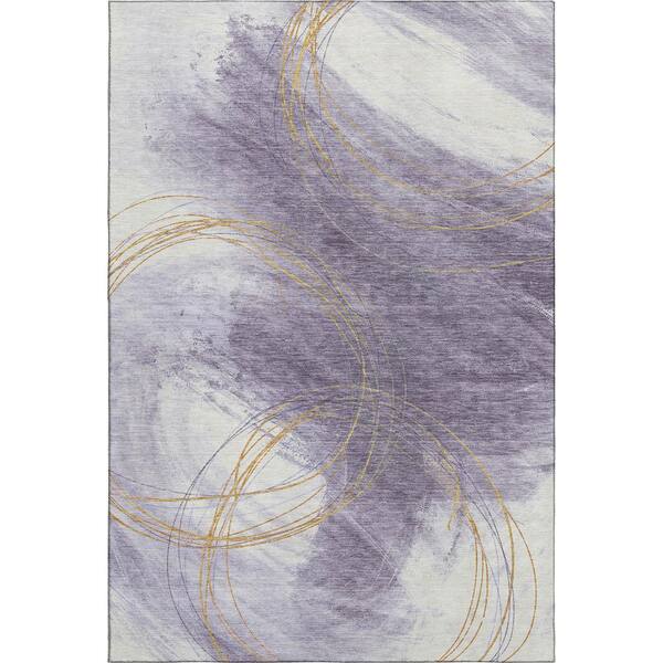 Mayfield Premium Machine Washable Abstract AMF2396 Purple 5 ft. x 7 ft. 6 in. Area Rug