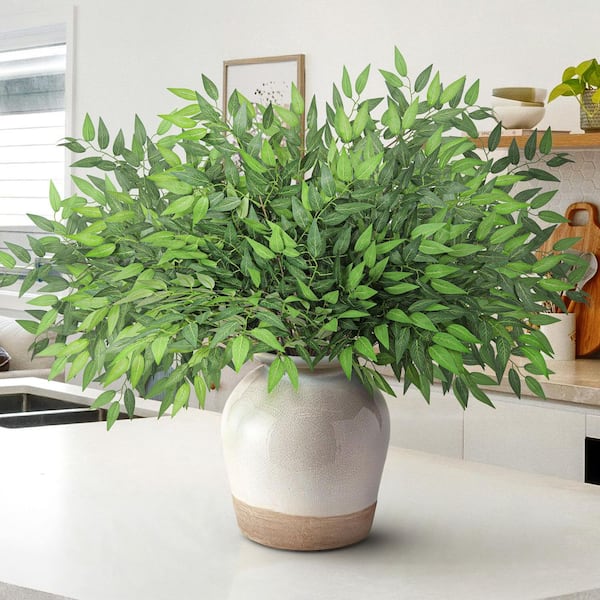 27 in. Artificial Italian Ruscus Smilax Leaf Stem Plant Greenery Foliage Spray Branch (Set of 24)