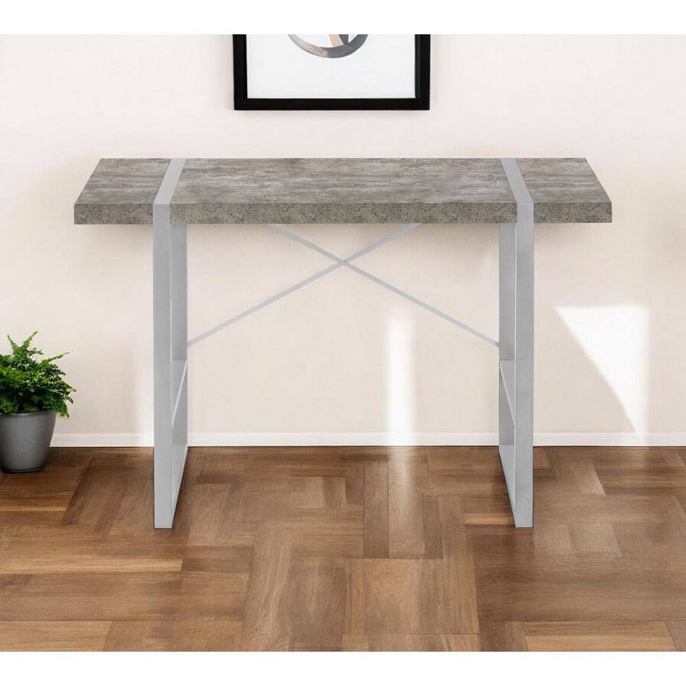 49 in. Rectangular Gray Metal 0-Drawer Computer Desks