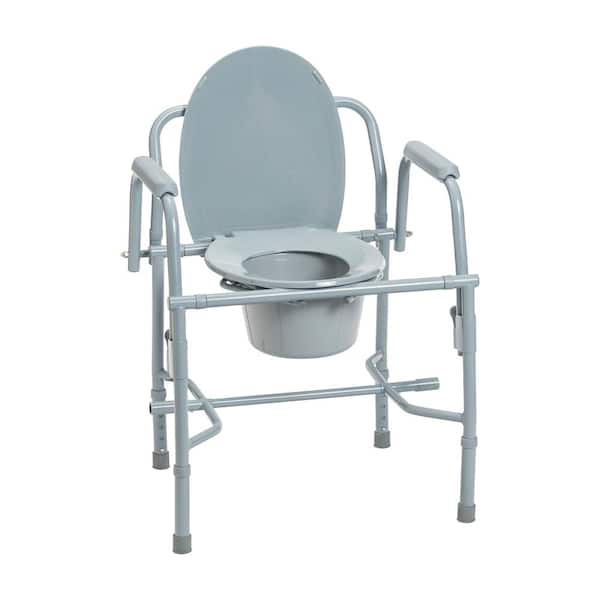 Drive Medical Steel Drop Arm Bedside Commode with Padded Arms